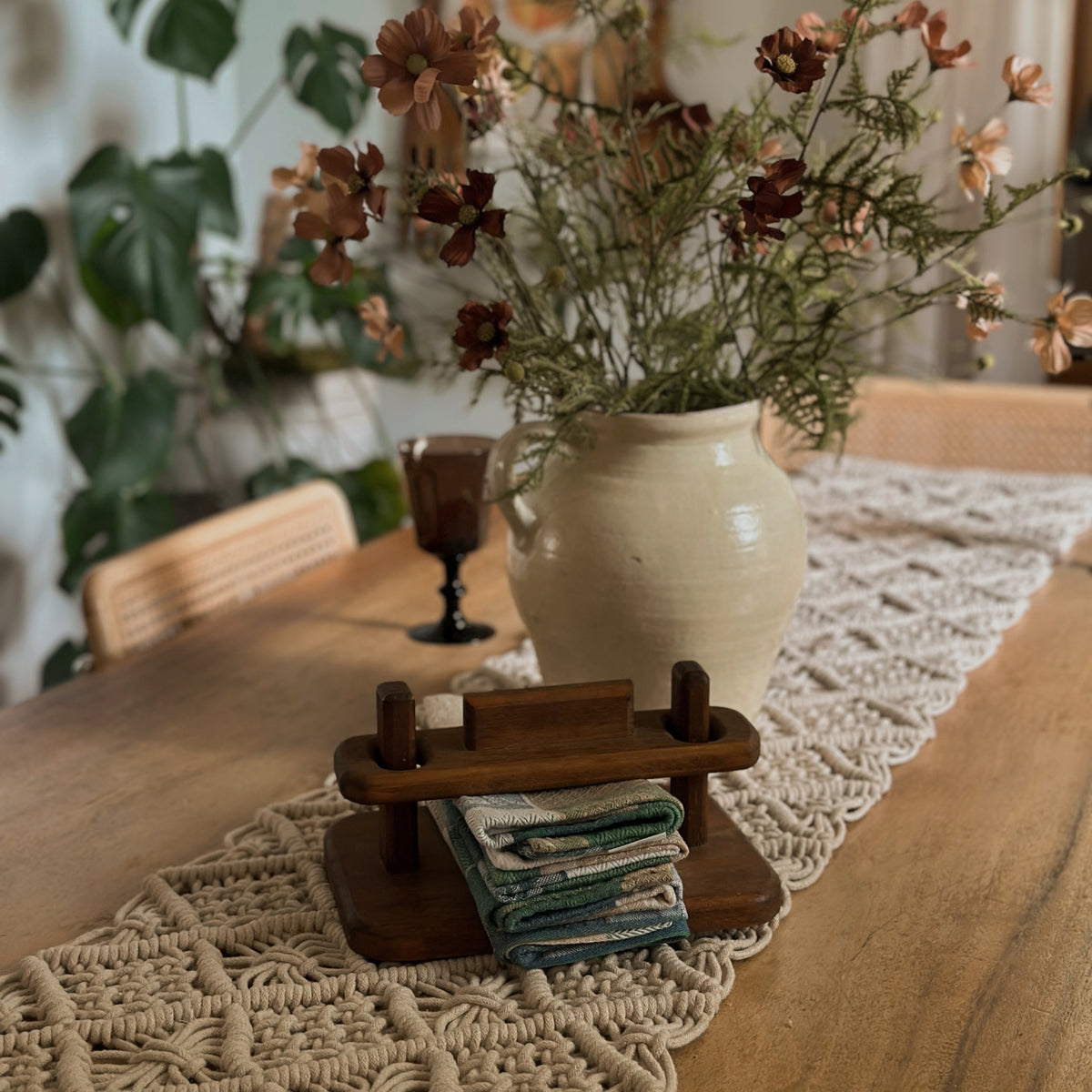 Mid-Century Wooden Flat Napkin Holder | Vintage