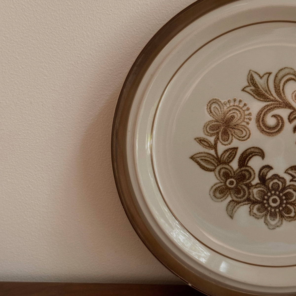 Brown Monterrey Floral Stoneware Plate | Vintage