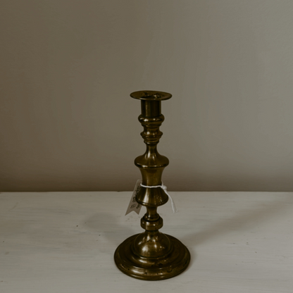 Vintage Brass Candle Taper Set with Ribbon