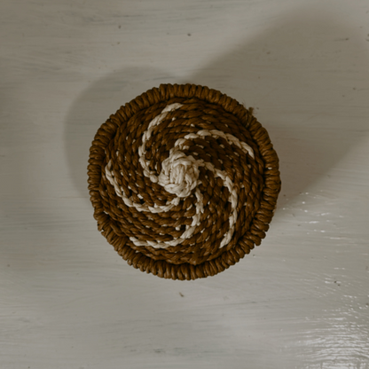 Brown Woven Rope Canister with Lid