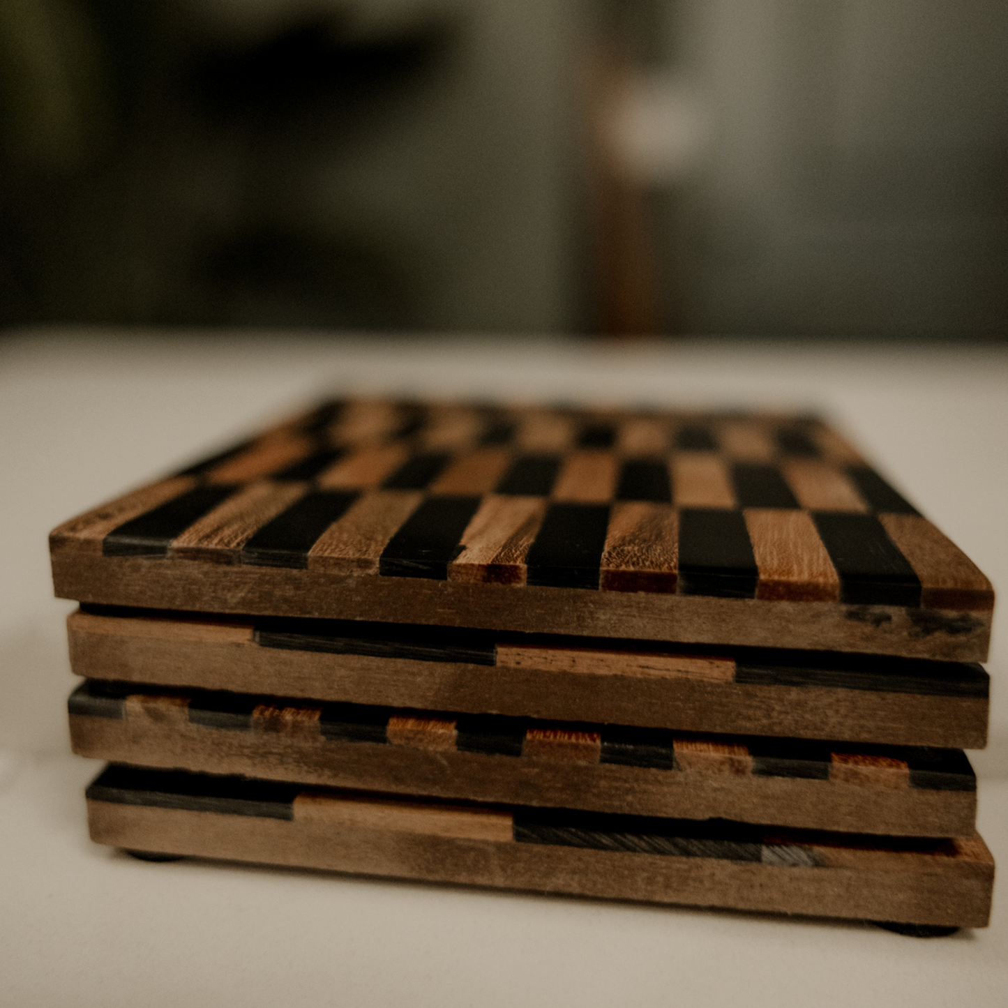 Resin + Wood Check Coaster