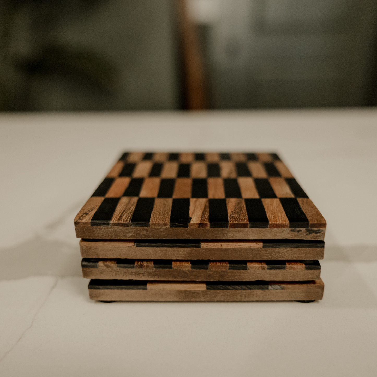 Resin + Wood Check Coaster