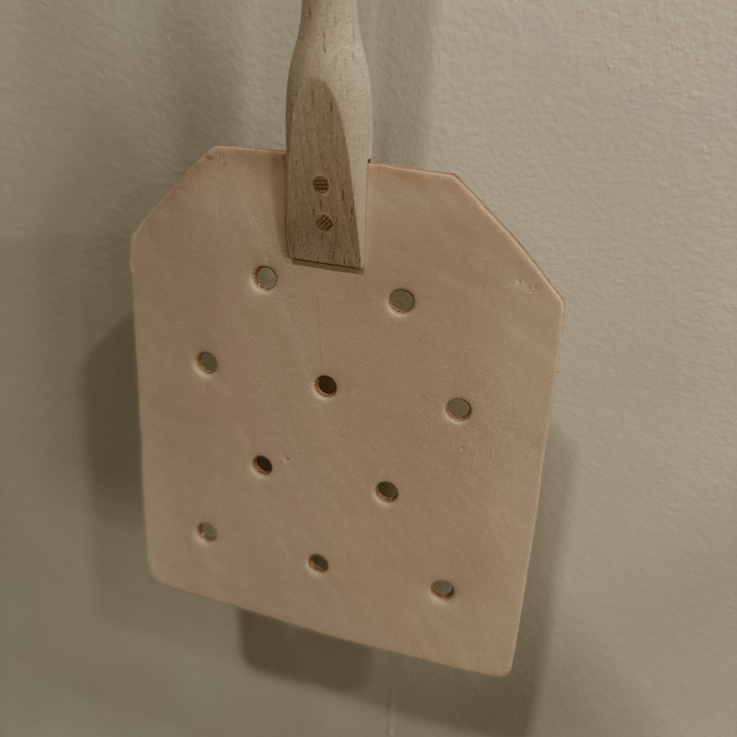 Leather Fly Swatter with Wooden Handle